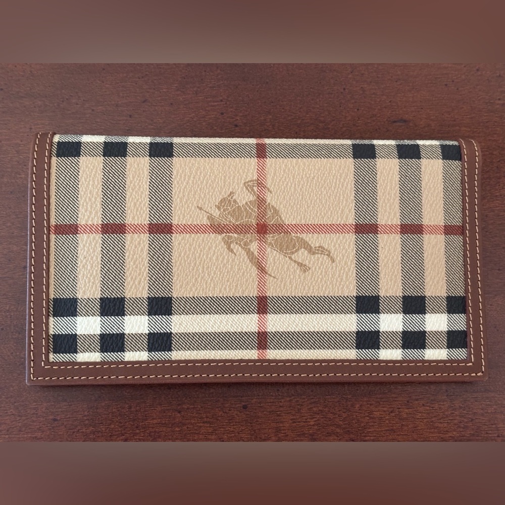 Burberry UNISEX Nova Check Coated Canvas with Leather Trim Bifold Wallet
